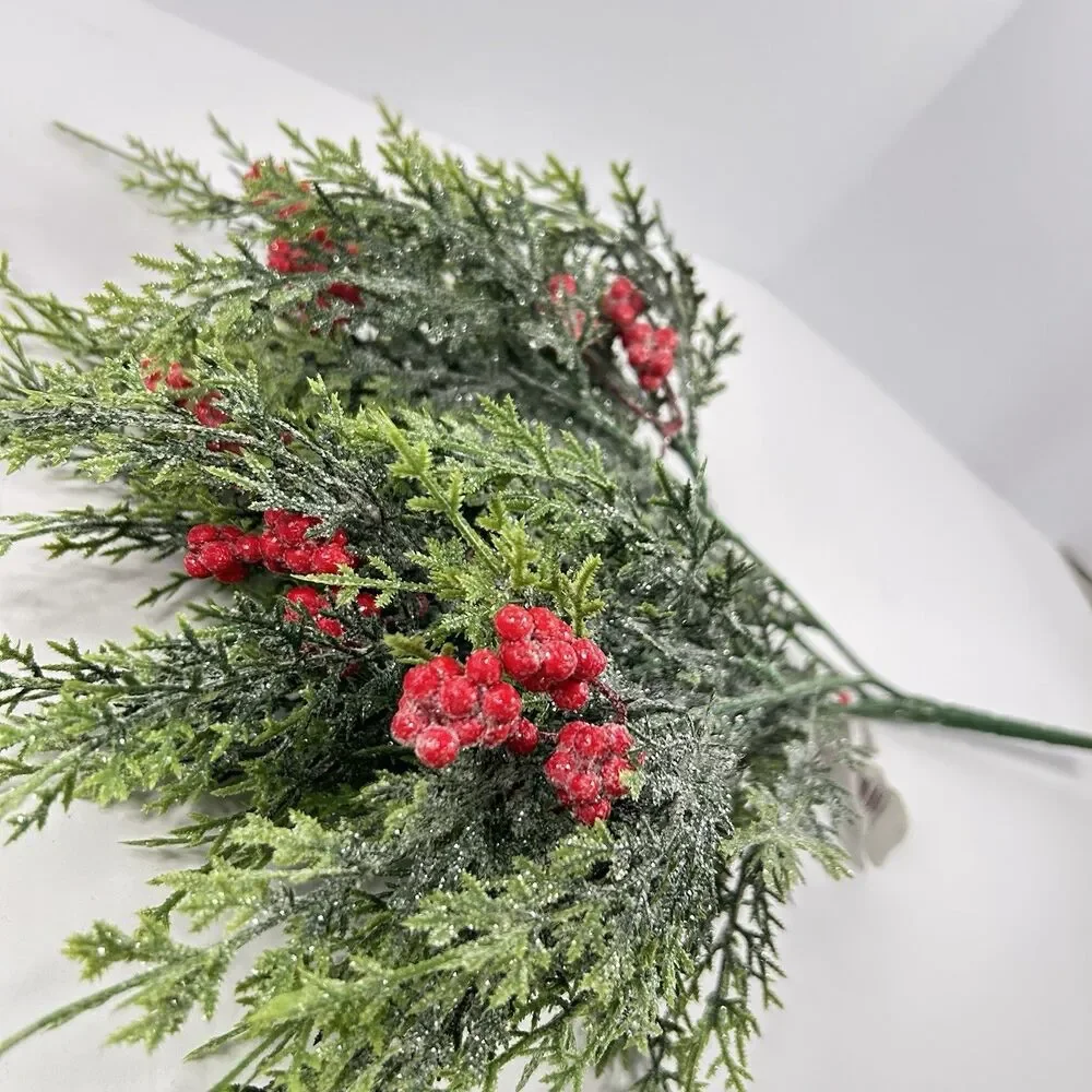Ashland Christmas Greenery Lot - Icy Cedar Garland & Matching Floral Bush